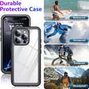 2 x Temdan Waterproof Compatible with Phone Pro Case 6.3 inch 2024-Black/Clear