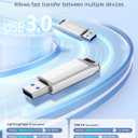MFi Certified Photo Stick 128GB USB Flash Drive for iPhone, 4 in 1 External Memory Thumb Drive for Picture Video Saver and Backup, High Speed Memory Stick USB Drive for iPhone/iPad/Android/PC (Silver)