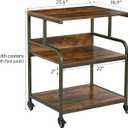 Fannova Large Printer Stand with Adjustable Storage Shelf, 3 Tier Printer Cart with Wheels for Home Office Organization, Rolling Table Stand for Heat Press Mini Fridge, Industrial Style
