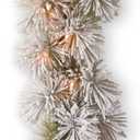 National Tree Company Pre-Lit Artificial Christmas Garland, Green, Glittery Bristle Pine, White Lights, Decorated With Frosted Branches, Plug In, Christmas Collection, 9 Feet