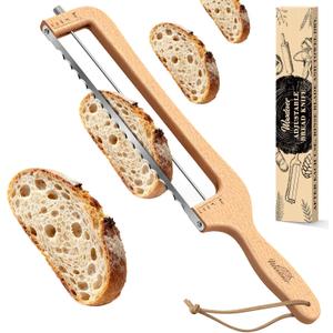 Woodever Sourdough Bread Knife for Both Right and Left Handed Use, 16" Bread Slicer for Homemade Bread, Premium Stainless Steel Serrated Saw Bread Cutter for Bagels, Baguettes (Adjustable)