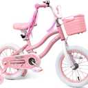 Girls Bike for Kids 3-5, Kids Bike with Training Wheels, Basket, Coaster Brake, Streamers, 16 inch Pink Pedal Bike for Kids, Birthday Gift (14")