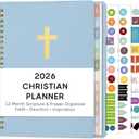 2026 Christian Planner, Bible Planner & Prayer Journal A5 Spiral Bound, Weekly & Monthly Faith Planning for Women & Men (Blue)