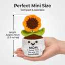 Gifts for Mom Mothers Day Cute Handmade Crochet Sunflower Pot with Message Card - Christmas Birthday for Mom from Daughter/Son