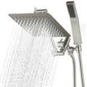 G-Promise All Metal 8 Inch Dual Square Shower Head with Handheld Combo, Rain Shower Head, Adjustable Extension Arm, Smooth 3-Way Diverter, 71 Inch Extra Long Hose - A Bathroom Upgrade (Brushed Nickel)