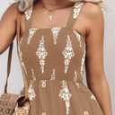 CHICME Women's Casual Loose Overalls Jumpsuits Floral One Piece Square Neck Shirred Pants with Pockets (XXL)