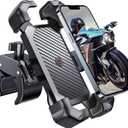 JOYROOM Motorcycle Phone Mount, [1s Auto Lock][100mph Military Anti-Shake] Bike Phone Holder for Bicycle, [10s Quick Install] Handlebar Phone Mount, Compatible with iPhone, Samsung, All Cell Phone (Black)