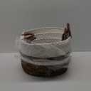 HD Small-Large Fabric Rope Basket Set of 3, Natural and White