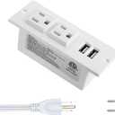 Recessed Power Strip with USB Mountable Power Strip with USB 2 Power Outlets 2 USB Hub Built in Desk Table Conference Sofa Cabinet Drawer