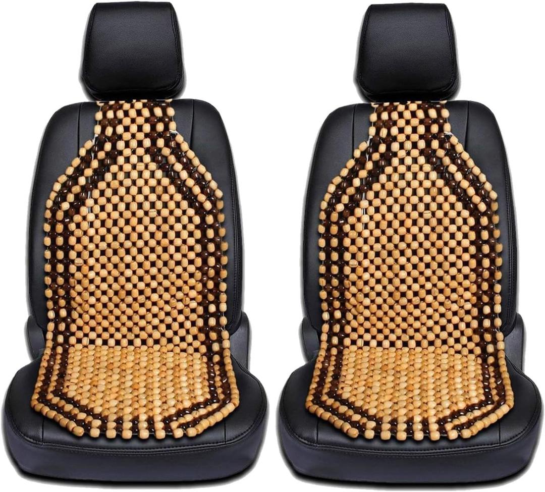 Zento Seat Beads Bead Seat Covers for Cars 2 Pieces of Natural Wooden Beads Back Massage Cushion, Bamboo Seat for Comfort in Your Travel Experience Cover Seats for Cars Beaded Car Seat