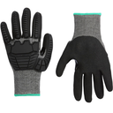 Basics 10 Pairs Impact Protection Gloves with Touch Screen Friendly 15G Sandy Nitrile Palm, Black, Size Large, 10 Count