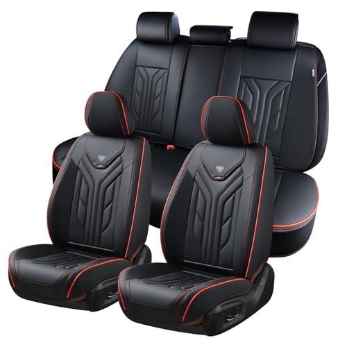 Coverado Seat Covers, Car Seat Covers Full Set, Leather Seat Covers for Cars, Automotive Seat Covers Car Seat Protector Car Accessories Fit for Most Sedans SUV Pick-up Truck(Black&Red)