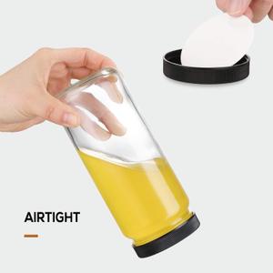 [ 7 Pack ] Glass Juicing Bottles with 2 Straws & 2 Lids w Hole 16 OZ Travel Drinking Jars, Water Cups with Black Airtight Lids, Reusable Tall Mason Jar for Juice, Bubble Tea, Smoothie, Tea, Kombucha