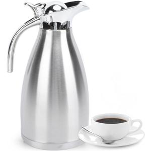 Thermal Carafe Stainless Steel Double Walled Vacuum Insulated Coffee Pot with Lid, 1.5L Large Capacity, European Design, Multipurpose Insulated Coffee Maker