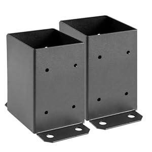 SPACEEUP 4x4 Post Base 2 Pcs, Inner Size 3.6"x3.6" Deck Post Base, Heavy Duty Powder-Coated Post Anchor Black Wood Post Brackets for Decking Porch Railing Support