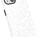 for iPhone 14 Plus 15 Plus Case Cheetah Print, Leopard Pattern Phone Case for Women Girls, Girly Cute Thin Slim Hard Shell Plastic Phone Cover, Luxury Aesthetic Trendy Animal Design, White