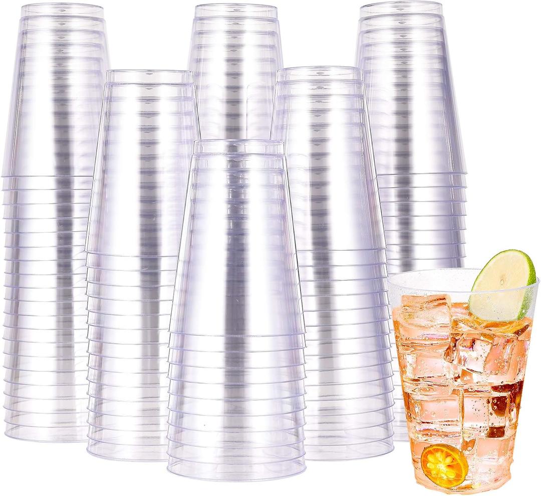 JOLLY CHEF 16 oz Clear Disposable Plastic Cups, 100 Pack Heavy-duty Plastic Cups Tumblers,Perfect for for Halloween, Christmas, and Thanksgiving Parties (Clear-16oz-100)