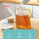 Baffect Water Pitcher, High Borosilicate Glass Jug with Stainless Steel Lid, Leakproof Fridge Door Carafe for Hot or Cold Beverage (1.8 L/63 oz.) (EXP 12/27/36)