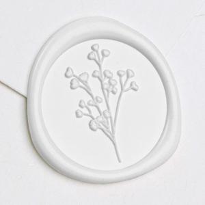 UNIQOOO Wax Seal Stickers - Babys Breath Wedding Invitation Envelope Seal Stickers, Botanical 50 Pcs Self- Adhesive Antique Gold Stickers, Perfect for Invitation, Gift Wrapping, Crafts (Snow White)
