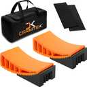 CARMTEK Camper Leveler Premium Kit | Fit Curved RV Levelers with Wheel Chocks, Rubber Mats & Carry Bag for Tight Dual Axle Trailers | Faster RV Leveling System than RV Leveling Blocks | RV Accessories