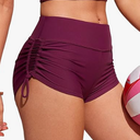 CRZ YOGA Womens Swim Board Shorts High Waisted Bathing Suit Bottoms Adjustable Ruched Side Swimsuit XL Purple