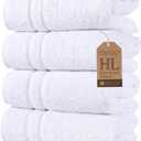 Hawmam Linen White Hand Towels for Bathroom, Set of 4, 16x29 Inch, Premium Turkish Cotton, Highly Absorbent Hotel Collection, Blissful Luxury Spa Feel, White Towels
