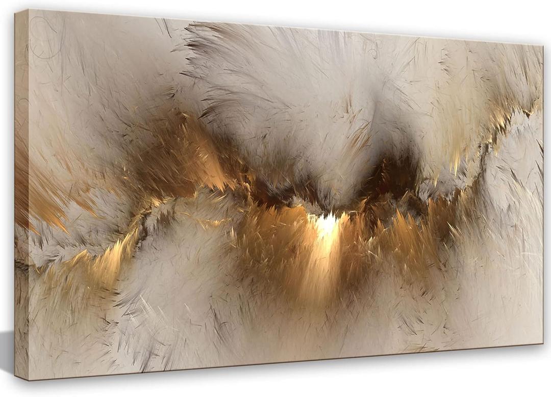 Large Framed Abstract Gold Marble Texture Canvas Wall Art Tindal Effect Decor Picture Black Gold Cloud Prints Painting for Living Room Bedroom Office Kitchen Ready to Hang (A3)
