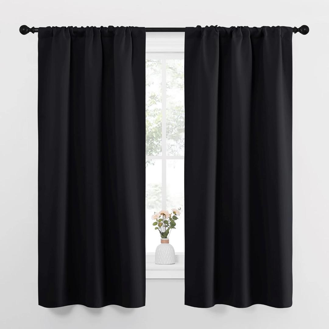 NICETOWN Black Out Curtain Panels for Kitchen - Energy Smart Decoration Thermal Insulating Blackout Drapes/Draperies for Small Window (2 Panels, 34 inches Wide by 63 inches Long)