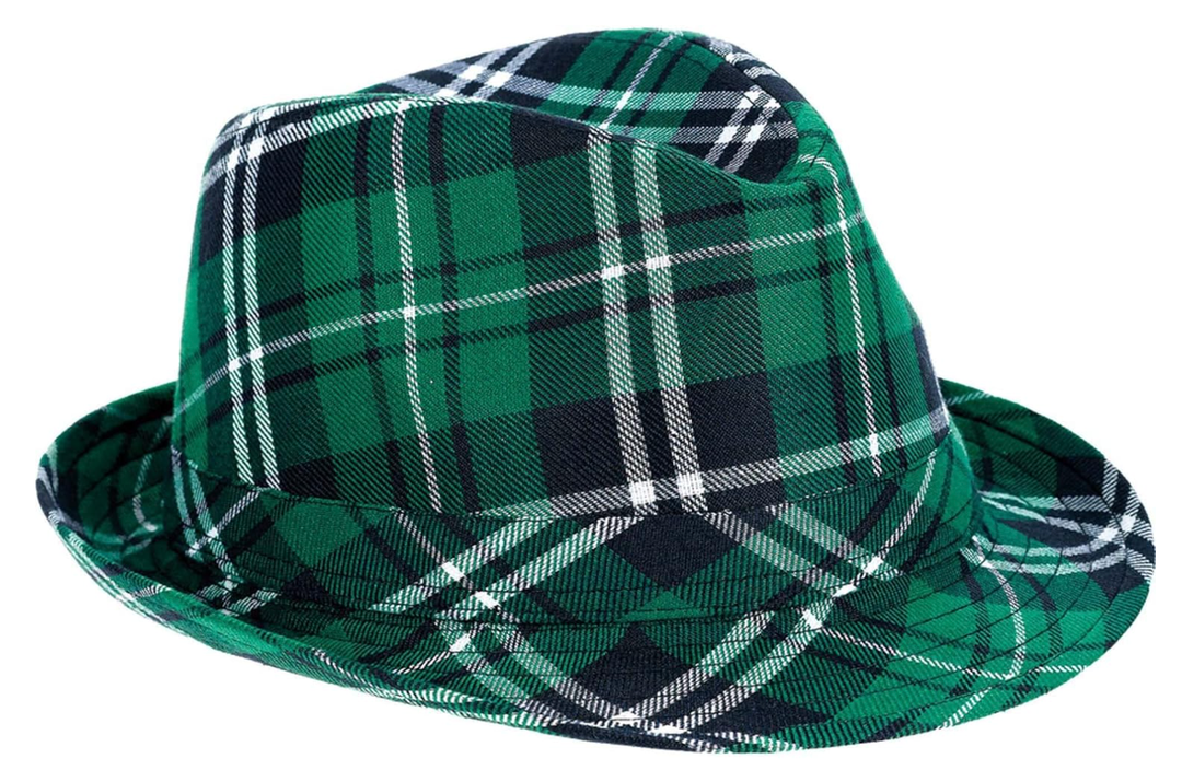 Amscan St. Patrick's Day Plaid Fedora Hat - 5 1/8" x 10", One Size, Green - Pack of 3