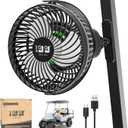 Magnetic Fans for EZGO Club Car Yamaha Golf Carts, Low Noise, 3-Speed Settings 360° Rotatable with Magnetic Mount Base, 8000mAh Large Battery (Black)