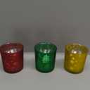 Rancco Tealight Candle Holders for Christmas, 3 Color Indoor Xmas Decor Tea Light Candle Jar for Centerpieces & Party Decoration, Votive Candle Holders w/Elk, Christmas Tree, Stars Designs,3.3x2.6in