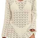 BreathSunny Womens Crochet Knit Beach Bikini V-Neck Cover Up Hollow Out Dress Summer 2026 Bathing Suit Coverups M
