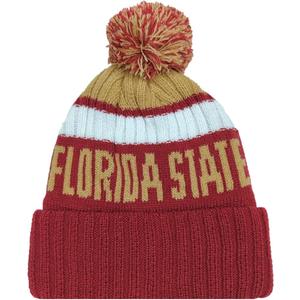 Beanie Knit Hat with Pom Winter Cuffed Cap Sport Fans Gift for Men Women (Red)