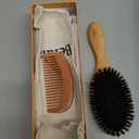 Belula 100% Boar Bristle Hair Brush Set (Medium). Soft Natural Bristles for Thin and Fine Hair. Restore Shine And Texture. Wooden Comb, Travel Bag and Spa Headband Included!