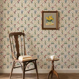 Cabbrix Vintage Wallpaper Peel and Stick Floral Wallpaper 17.5'' x 400'' Boho Neutral Contact Paper Vinyl Waterproof Self Adhesive Wall Paper for Bedroom Shelf Cabinet Decor