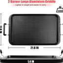 Vayepro Stove Top Griddle, 22 Inch 2 Burner Large Grill Pan for Stove Top, Non-Stick Aluminum with Handles, Indoor Outdoor Cooking/Camping