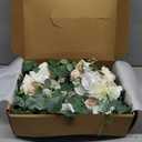 Ling's moment 2PCS Artificial Floral Swags Arch Flowers Wedding Centerpieces Flower Rose Garland Mantel Greenery Arrangements for Sweetheart Welcome Signs Decor Wall Window Home Decor White & Sage