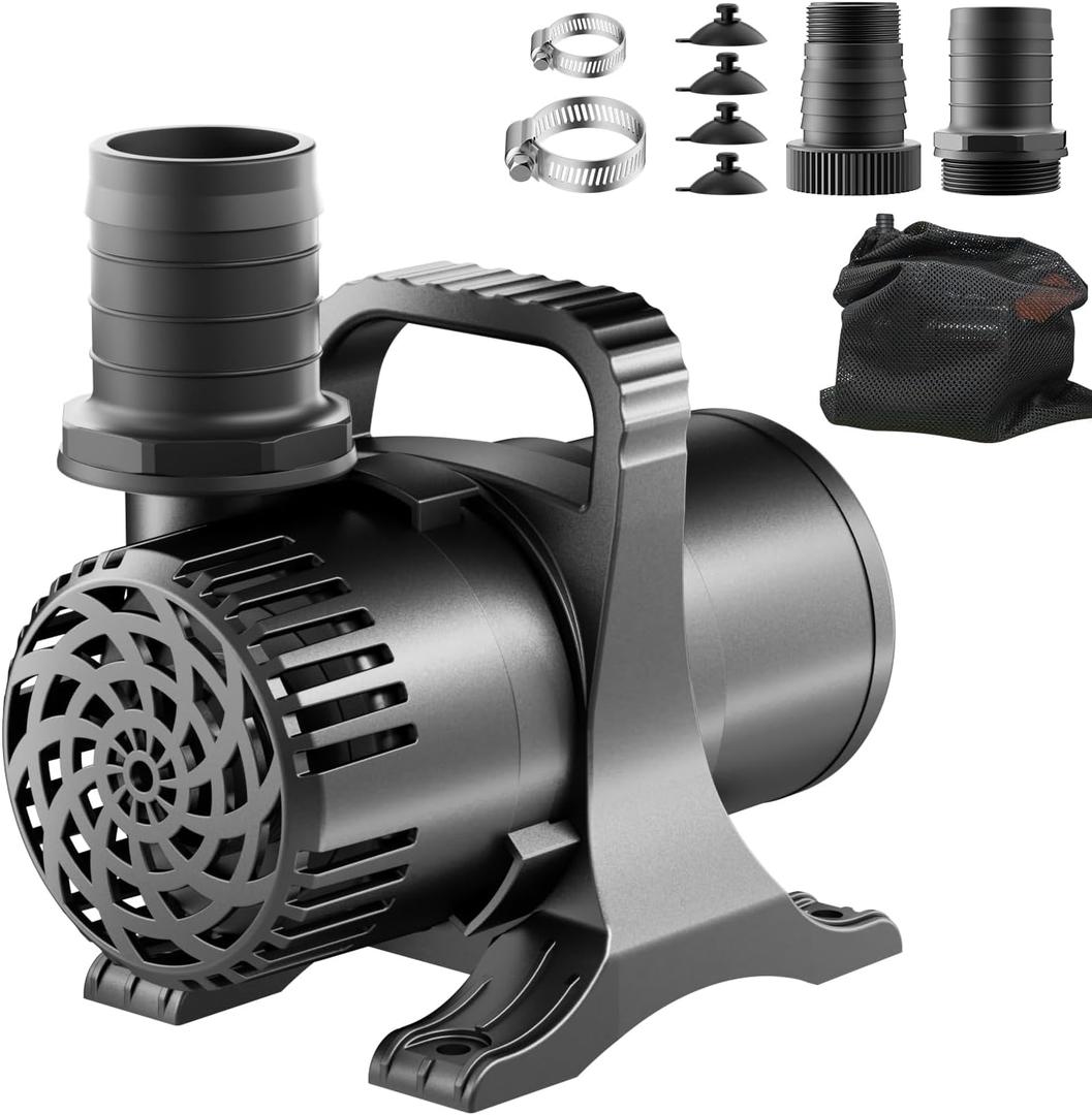 OYO Water 520W 8000 GPH Pond Pump, Commercial Grade High Flow Submersible Water Pump for Large Ponds, Pools & Waterfalls, Continuous Duty, Submersible & Inline Installation, Includes Filter Bag