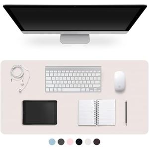 Leather Desk Pad Protector,Non-Slip Desk Pad,on-Slip PU Leather Large Mouse Pad,Easy Clean Desk Protecor Mat,Writing Pad for Office Work/Home/Decor(Off White, 23.6" x 13.7")