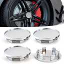 Shakas 4 PCS Car Tire Center Hub Cap, ABS Plastic Hub Structure Dust and Rust Protection Cover, Precision Matching Snap-in Modification Accessories with Steel Ring, Universal for Cars (Silver)