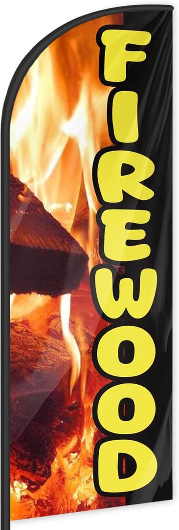 Firewood Feather Flag for Business Advertising 6 FT Swooper Flag for Storefronts Retailers Shops Food Trucks Events and Fairs (Flagpole Not Included)