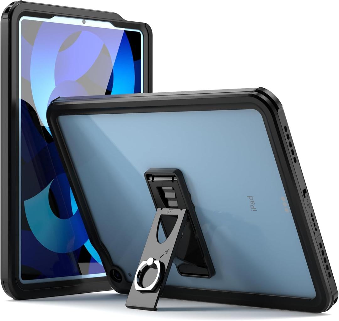 Designed for 2020-2022 iPad Air4/5 10.9 Inch Waterproof Case, IP68 Waterproof 360 Degree Professional Dustproof, Shockproof Case with Lanyard & Stand