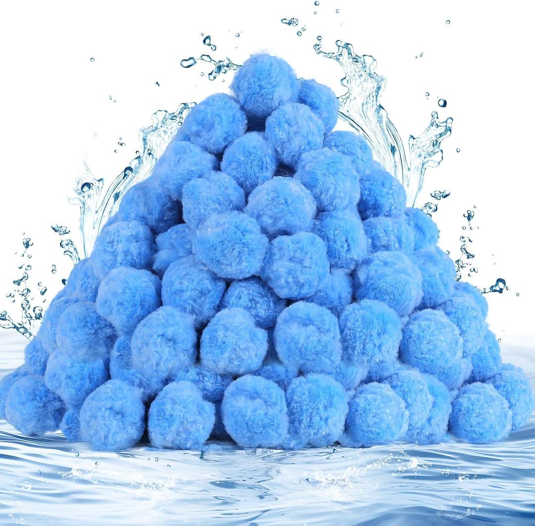 Askyli 2.9 lbs Pool Filter Balls for Sand Filter, Reusable Pool Sand Filter Balls, Efficient Pool Filter Sand, Suitable for All Sand Filter System (Equals 100lbs Pool Filter Sand) - Light Blue