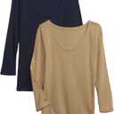 GAP Women's 2-Pack 3/4 Sleeve Favorite Ballet Tee T-Shirt SIze XL ( Blue and Beige )
