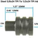 5/8X24 Inside Thread Converte To 1/2-28 Outside Thread TPI Protector Convertor, 5/8 Female To 1/2 Male dapter, With a Free 1/2" Crush Washer, Steel Black