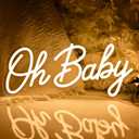 SYLHOME Oh Baby Led Neon Light Sign Nursery Bedroom Kids Birthday Party Backdrop Wall Sign Decor Baby Shower Wedding Banner 15.75" X 7.48" USB