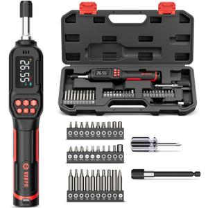 VANPO Digital Torque Screwdriver, 1.77-26.55 in.lb, 2% Accuracy | 0.2-3Nm, 1/4" Inch Pound Torque Screwdriver Set with S2 Bits, LCD Display & Audible Buzzer & 4 Unit for Bike,Scope Mounting