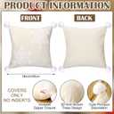 Tufted Snowflake Throw Pillow Covers Set of 2, 18x18 Inch Cream Neutral Winter Cushion Covers with Pom Poms, Cozy Rustic Modern Christmas Farmhouse Sofa Couch Bed Decor