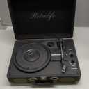 Vinyl Record Player 3-Speed Bluetooth Suitcase Portable Belt-Driven Record Player with Built-in Speakers RCA Line Out AUX in Headphone Jack Vintage Turntable (Black)