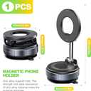 Magnetic Suction Cup Phone Mount 360° Adjustable Foldable Phone Holder for Car Dashboard Windshield Desk Mirror Compatible with Most Smartphones